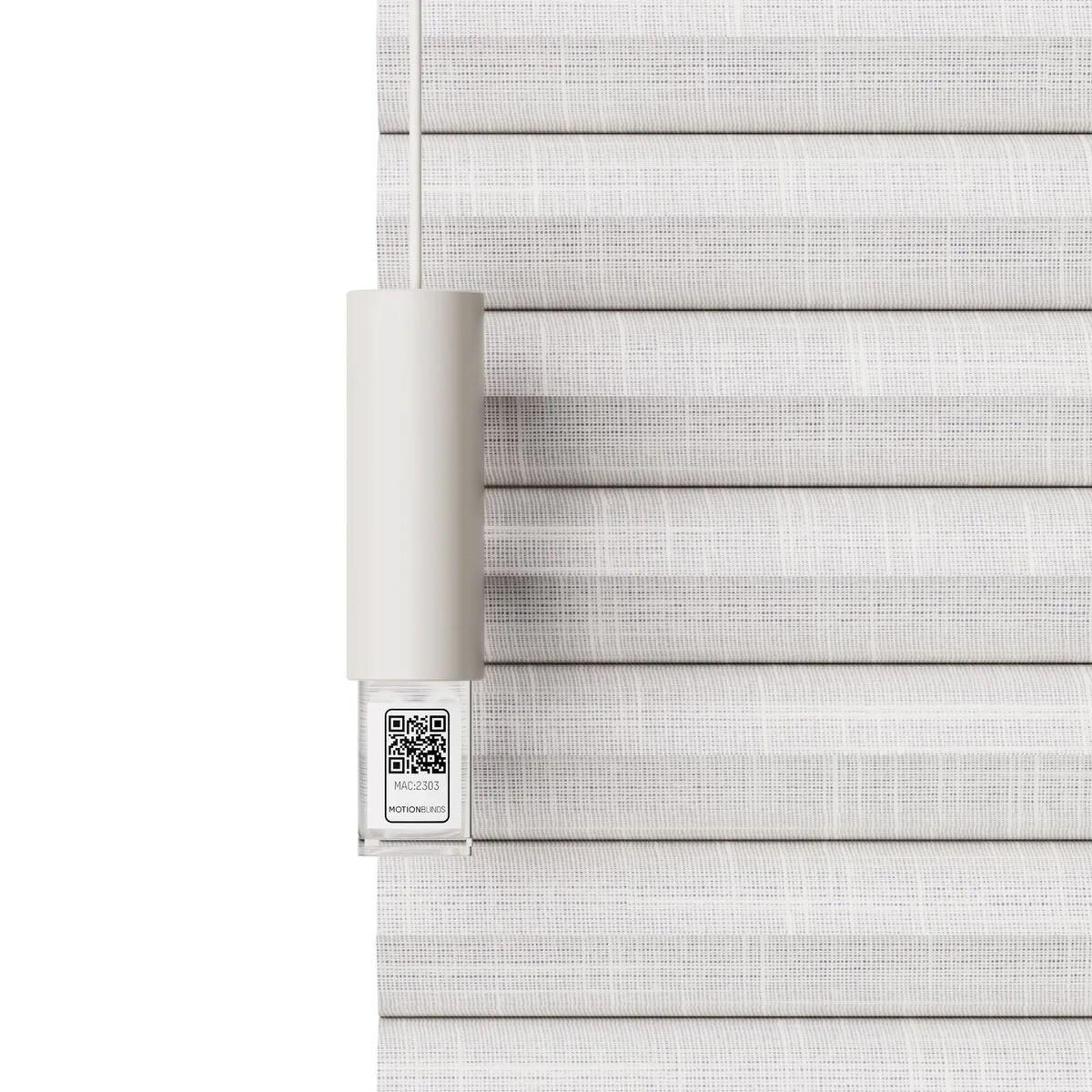 Motor Motionblinds integrat într-un rulou Zi și Noapte, cu codul de configurare la vedere