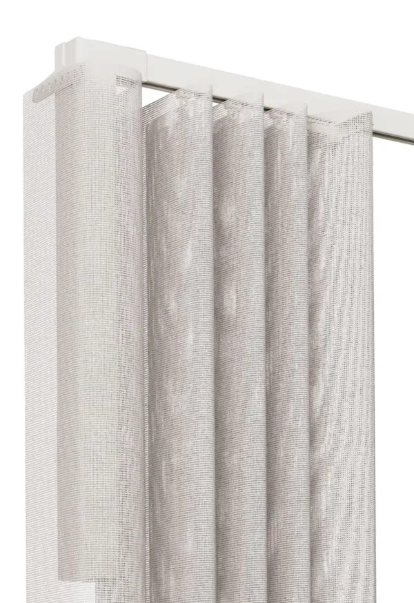Detaliu șină electrică Motionblinds CM-36 cu draperie