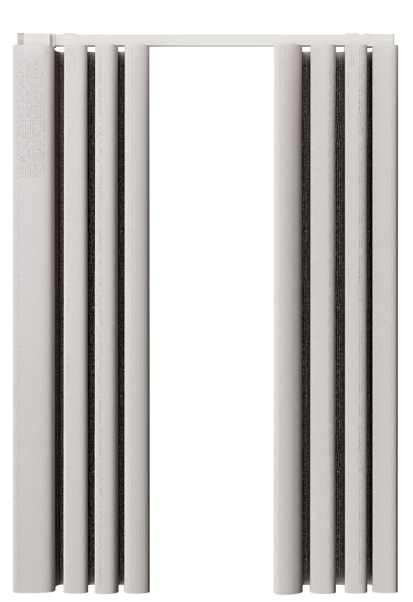 Șină electrică Motionblinds CM-57 albă cu draperie Wave, deschidere cortină