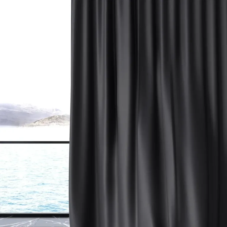 Draperie blackout Grand Noir 09 Onyx, falduri wave de aproape