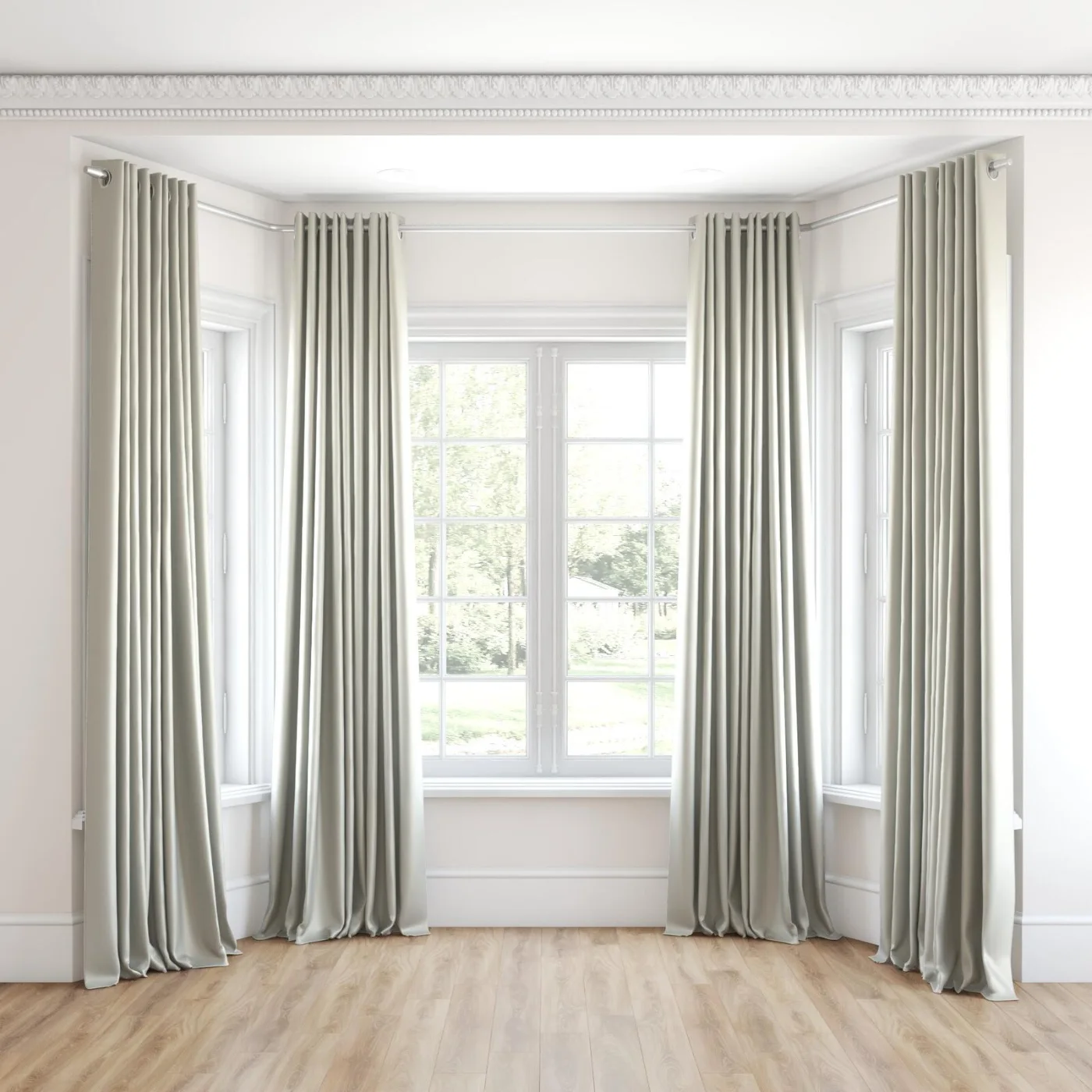 Draperie blackout Grand Noir 14 Bone, cu inele, lăsată pe pardoseală