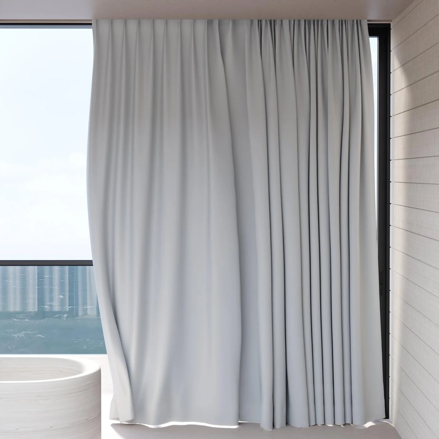 Draperie blackout Grand Noir 15 Sterling, la ușa glisantă spre terasă