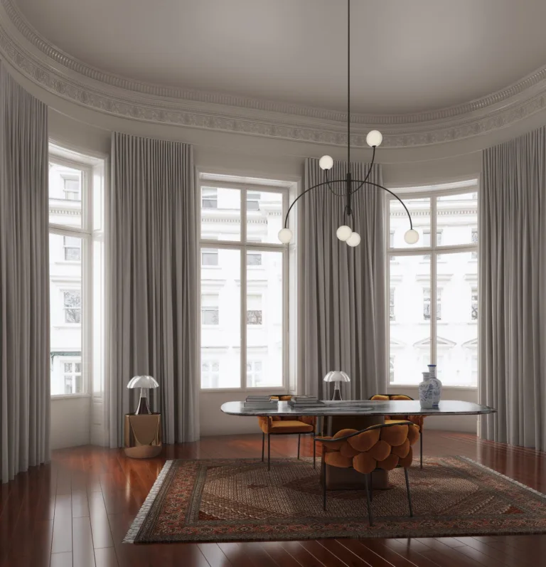 Draperii blackout Shadowmax gri, cusute wave, în dining