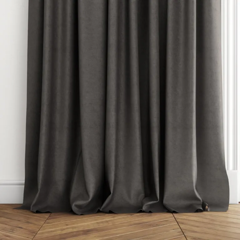 Draperie din catifea Baron 06 Pewter, lăsată pe pardoseală