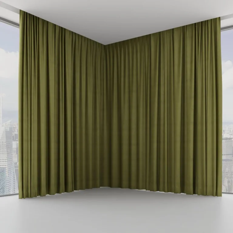 Draperie din catifea Baron 38 Olive, pe șină ascunsă în tavan