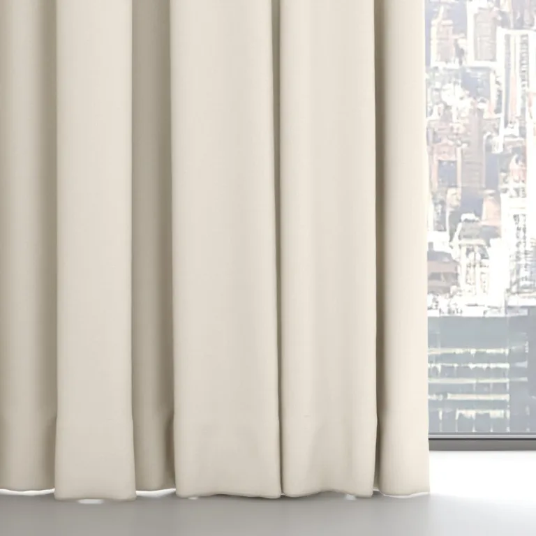 Draperie din catifea Coverlet 24 Ivory, pe șină ascunsă în tavan