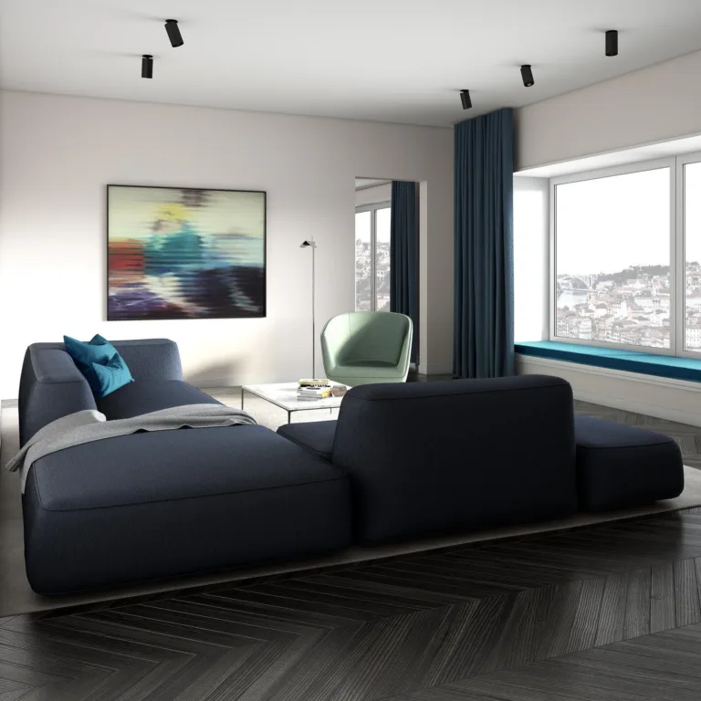 Draperii din catifea Rewind într-un interior amenajat