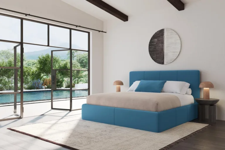 Draperie din catifea Supervio 01 Petrol, în dormitor
