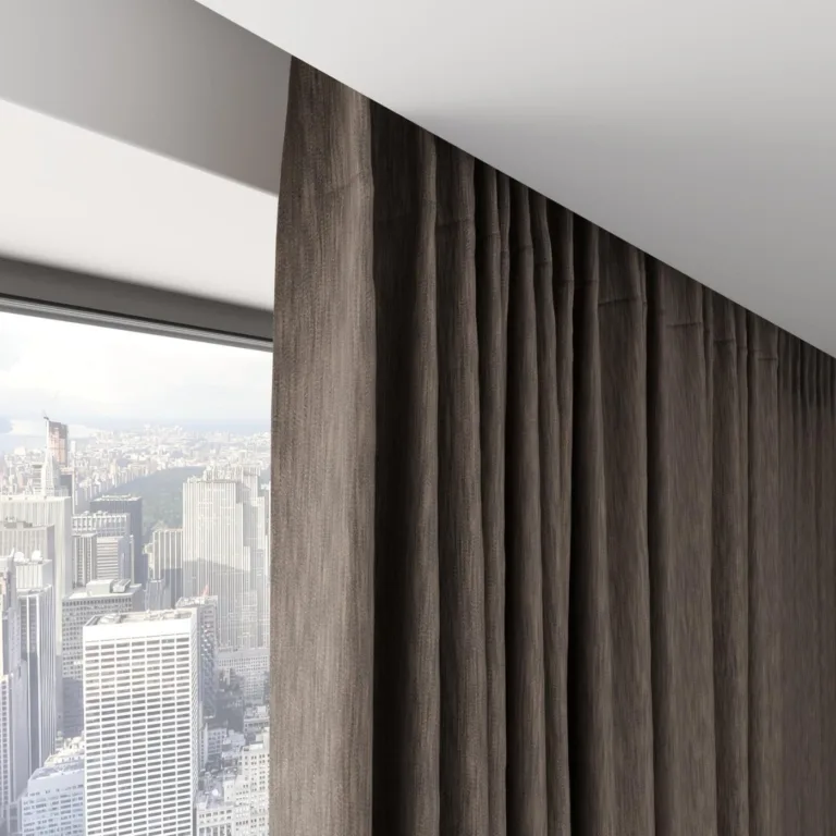 Draperie din catifea Tuxedo 09 Stucco, pe șină ascunsă în tavan