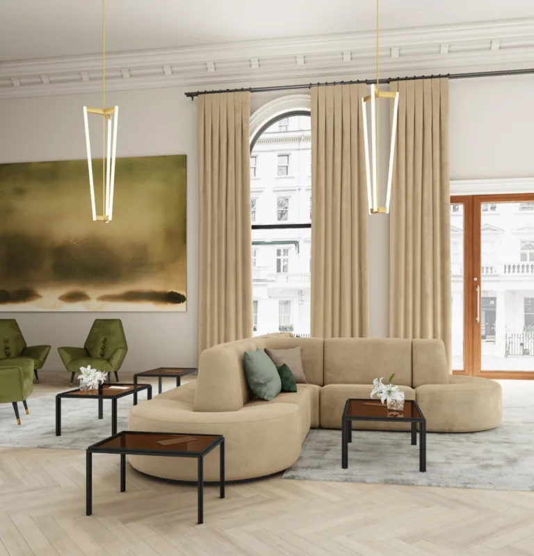 Draperii din catifea Velvelux într-un interior amenajat
