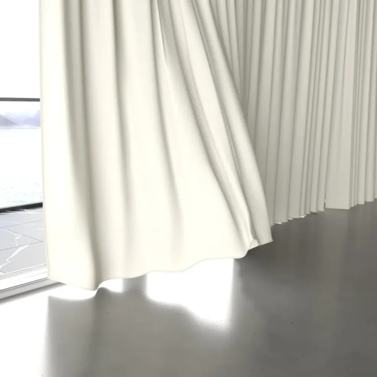 Draperie din in Brugge 14 Cream, falduri wave, de aproape