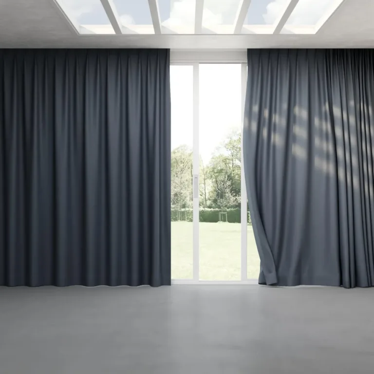 Draperie din in Brugge 25 Denim, cu pliuri