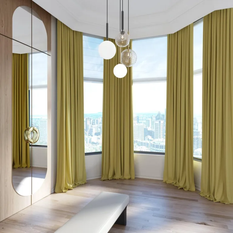 Draperie Perfecto 60 Mustard, lăsată pe pardoseală